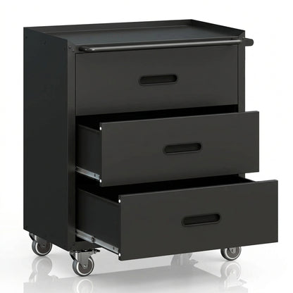Garage Cabinets,Metal Garage Storage Cabinet with Wheels,Black Lockable Rolling Tool Cabinet with Drawer and Adjustable Shelves,Heavy Duty Tool Chest for Home Office Utility Room