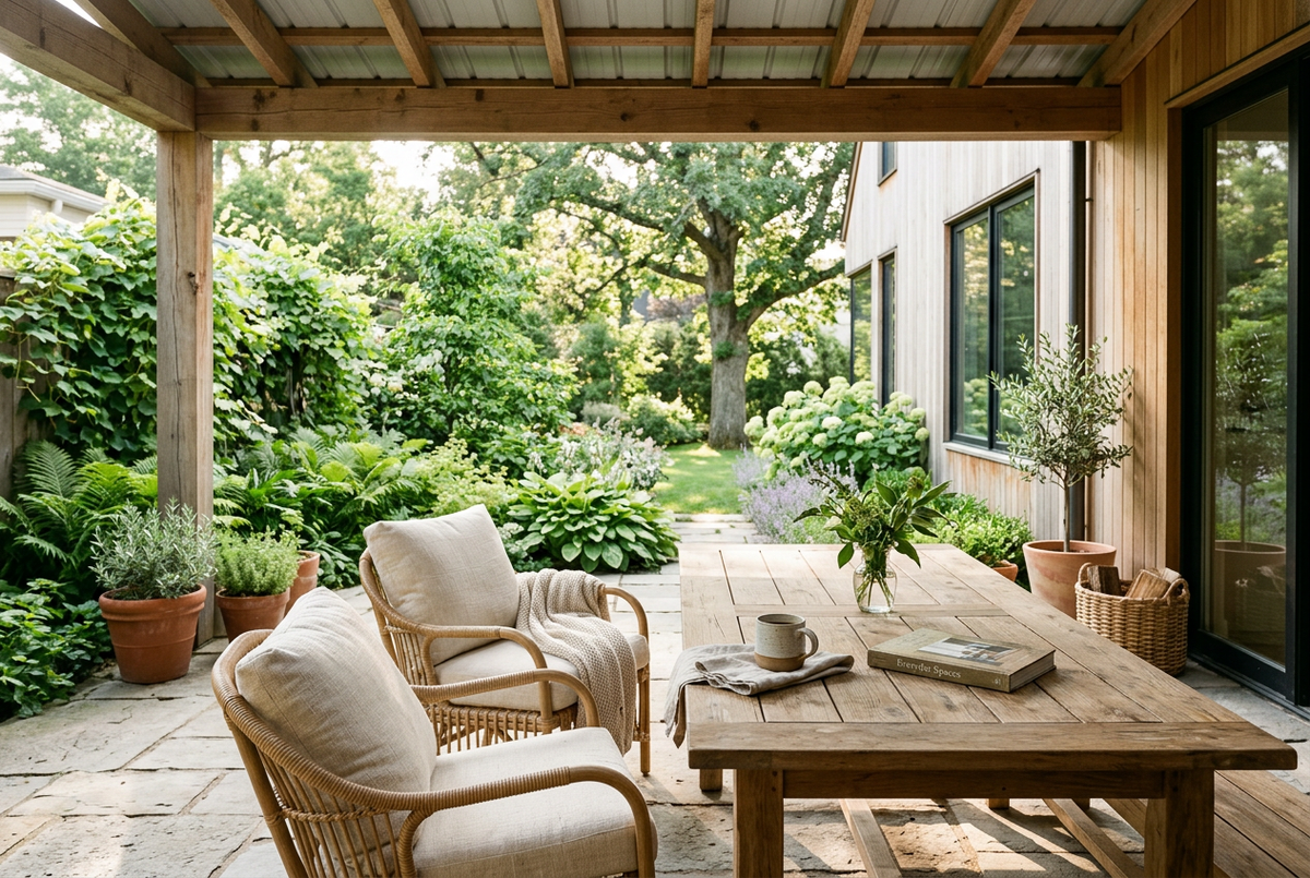 Natural materials and thoughtful patio details