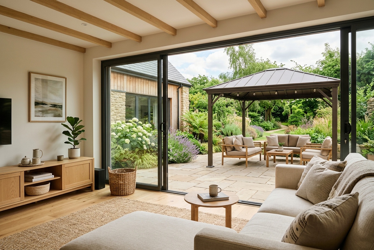 Welcoming home connected to an outdoor living space